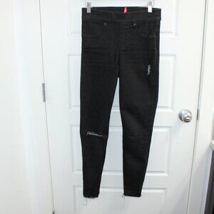 SPANX Leggings Large Womens Jeanish Jeggings Charcoal Black Distressed Small